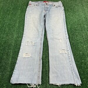 VTG Hollister Jeans Womens 11 R 33x29" Button Fly Flare Bell Bottom Bootcut Y2K